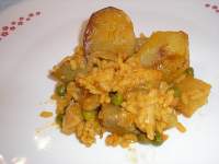   arroz con verduras y bacalao