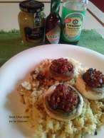   Champiñones rellenos y cous cous