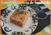   ARROZ CON CARNE Y ESENCIA DE LOMBARDA