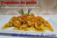   Taquitos de pollo en salsa con manzana y zanahoria