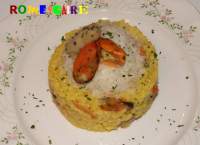   Arroz integral con salchicha fresca y mejillones