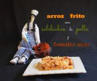 
ARROZ FRITO con SALCHICHAS de POLLO y TOMATES SECOS  
