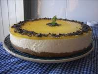   tarta mousse de queso y melocotón