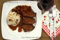   CARRILLERAS DE TERNERA CON VINO TINTO COTO DE HAYAS y guarnición de ARROZ BLANCO CON PASAS