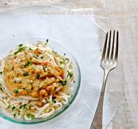   Spaguettis con salsa de calabaza  y sésamo