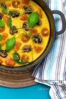   Polenta al horno con champiñones, cherries y mozzarella