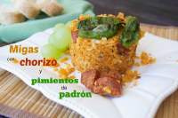 
MIGAS con CHORIZO y pimientos de Padrón  