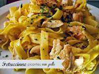   Fettuccine picantes con pollo
