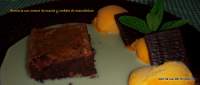   BROWNIE CON SALSA DE MENTA Y SORBETE DE MANDARINA