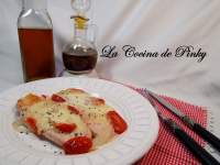   FILETES DE PAVO AL HORNO CON CHERRYS Y MOZARELLA 