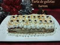   Tarta de galletas, turron y cafe