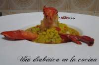   Arroz caldoso con bogavante con conteo de raciones para diabéticos