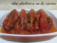   Cangrejos de río en salsa de tomate con jengibre con conteo de raciones para diabéticos