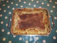 Pastel de plátano y kiwi con crema de almendras y canéla