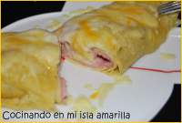 Filloas rellenas de jamón y queso de Arzúa, gratinadas