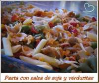 Pasta con salsa de soja y verduras (Thermomix)