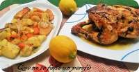   Pollo al Horno con Guarnición de Patatas y Frutas