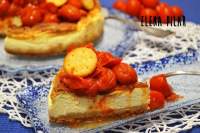   Cheesecake salada con mozzarella y tomatitos asados