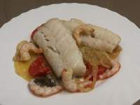   BACALAO AL HORNO CON GAMBAS