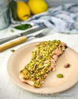 
Salmon con mostaza y pistachos
         