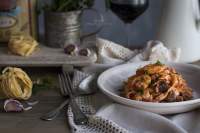 FETTUCCINE CON LANGOSTINOS Y CHAMPIÑONES  