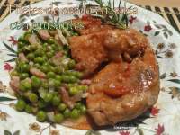   Filetes de cerdo en salsa con guisantes