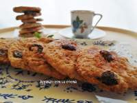 Jugando con la Cocina: Galletas de avena con arándanos y miel, sin mantequilla ni azúcar - sin y con Thermomix 