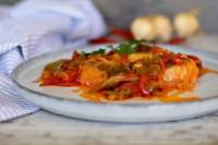
receta de piperrada con bacalao  