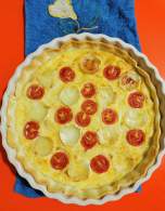   Quiche de rulo de cabra y tomates cherry