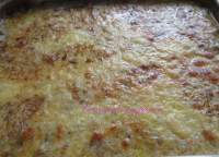 Gratinado de berenjena y cebolla con bechamel al jerez