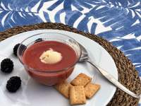 
Gazpacho de Moras, con Helado de Queso Payoyo
         