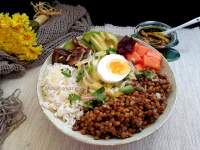  Poke bowl de lentejas y arroz con setas y frutas-Lentejas de Tierra de Campos