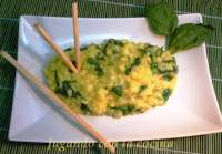   Risotto al parmesano con azafrán y espinacas