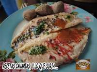   FILETES DE VIEJAS A LA PLANCHA CON MOJO ROJO Y DE CILANTRO, ACOMPAÑADOS DE PAPAS ARRUGADAS.