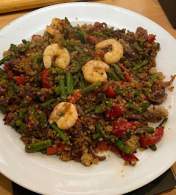 Quinoa con langostinos con aroma de soja sin gluten