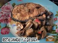  RECETAS CANARIAS, Y LO QUE SURJA...: SALMÒN CON BERENJENA Y CHAMPIÑONES