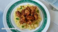   Pollo al Ras el Hanout con guarnición de arroz