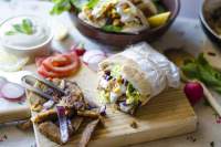 Shawarma vegano con salsa de yogurt  