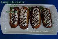   Torrijas de roscon con nata y chocolate