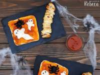   Merienda para Halloween: pizza fantasmal y perrito caliente momia