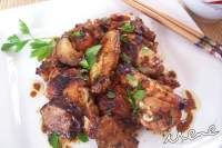   Salteado chino de alitas de pollo con berenjena
