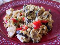   Arroz con pollo y setas shiitake