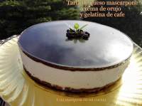   Tarta de queso mascarpone, crema de orujo y gelatina de cafe