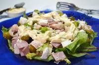 Mi Recetario por Elena Pilar: Ensalada mediterránea (con pollo, jamón cocido y queso de cabra)