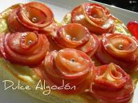   Bouquet de manzana sobre corazón de hojaldre